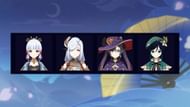 Ayaka paired with Shenhe, Mona and Venti (Image via Genshin Impact)